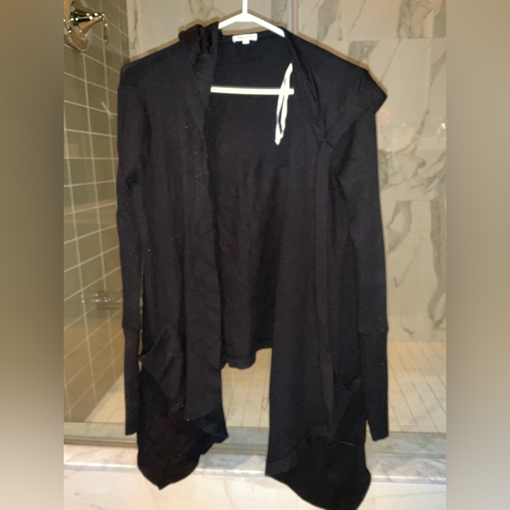 Splendid Charcoal black waffle Knit Cardigan